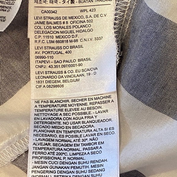 levi womans blouse stripe button Front Blue White - Picture 6 of 11